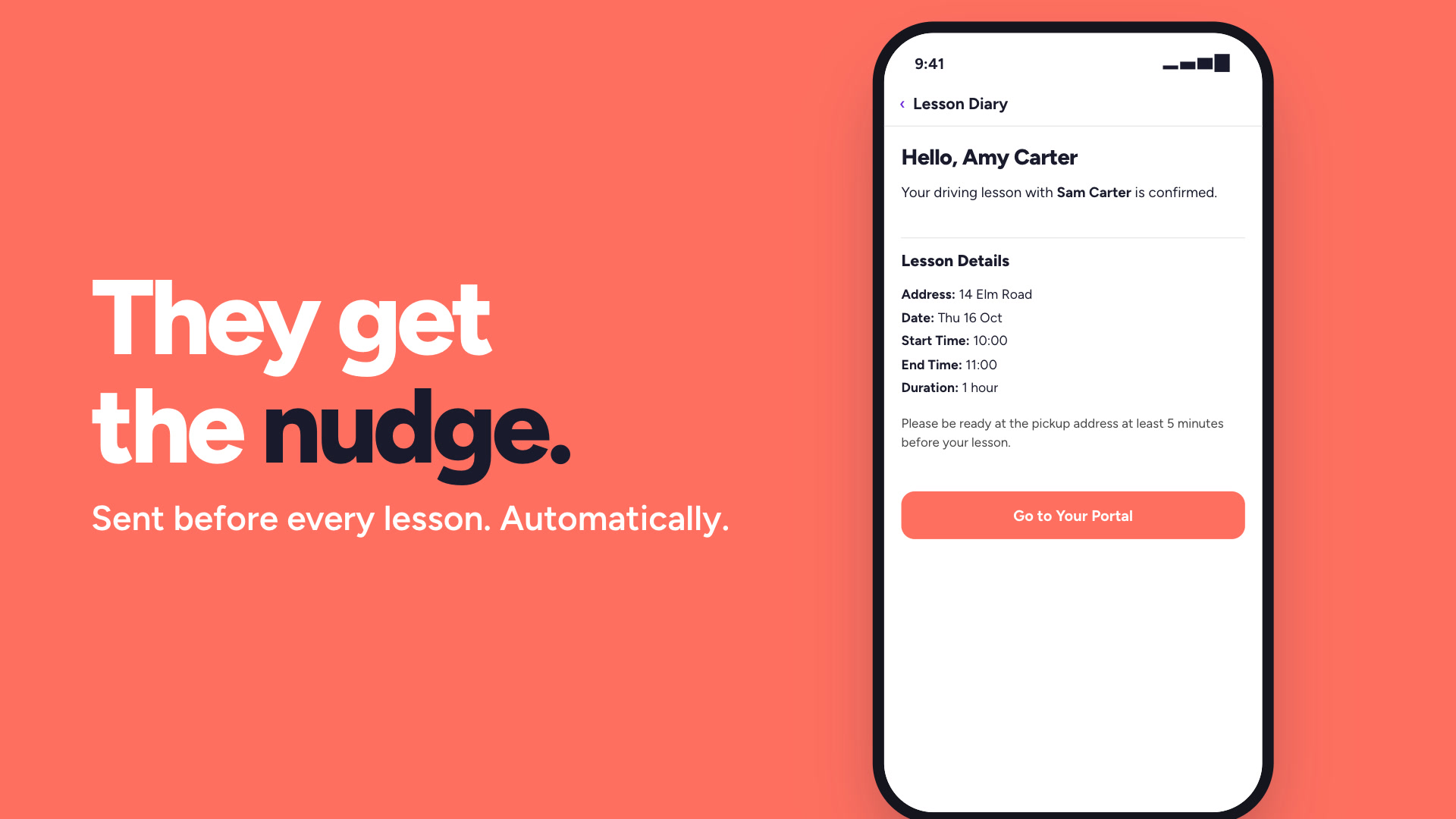 Lesson reminders demo preview