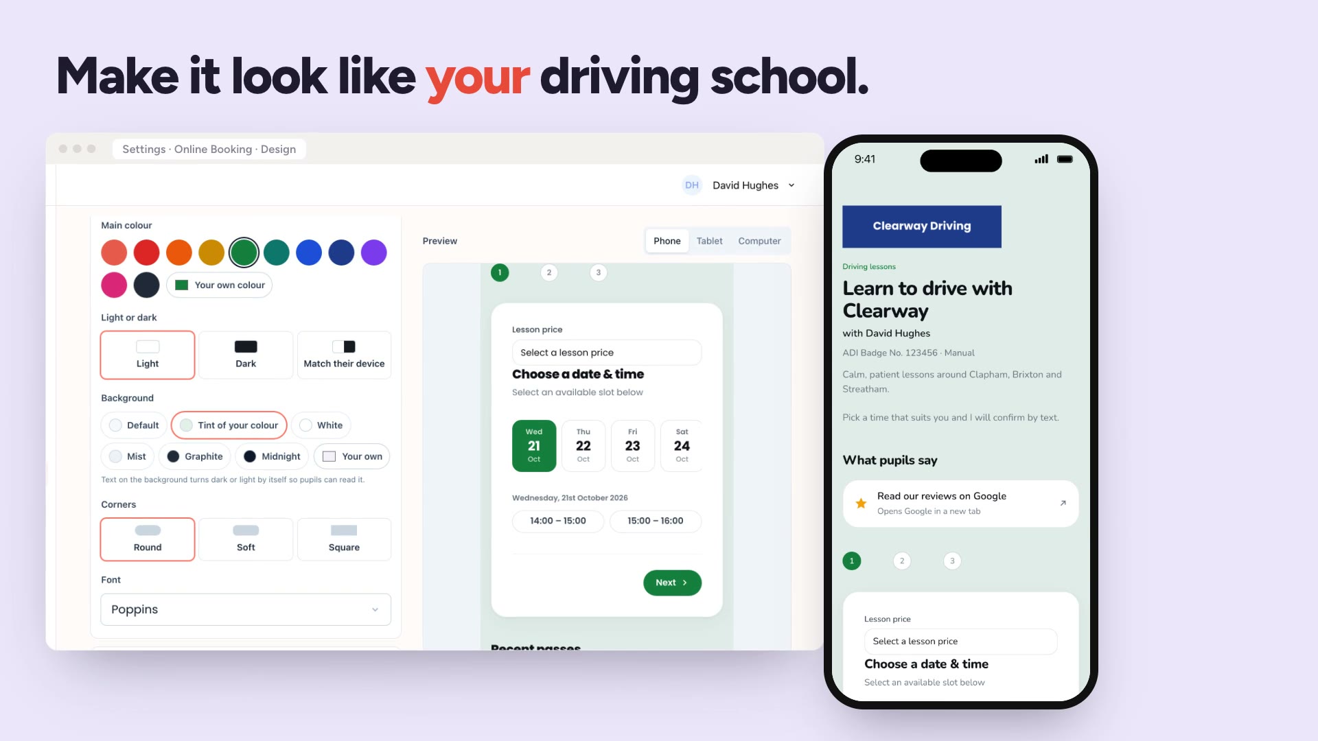Online booking demo preview